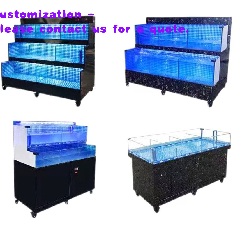 Aquarium Fish Restaurant - カスタムブラック長方形魚ロブスターライブシーフード水槽レストランスーパーマーケット3層屋外用