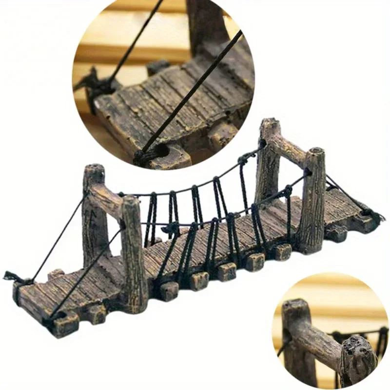 Aquarium Fish Bridge - 1個入り水槽飾り装飾ハウス 水槽用橋付き