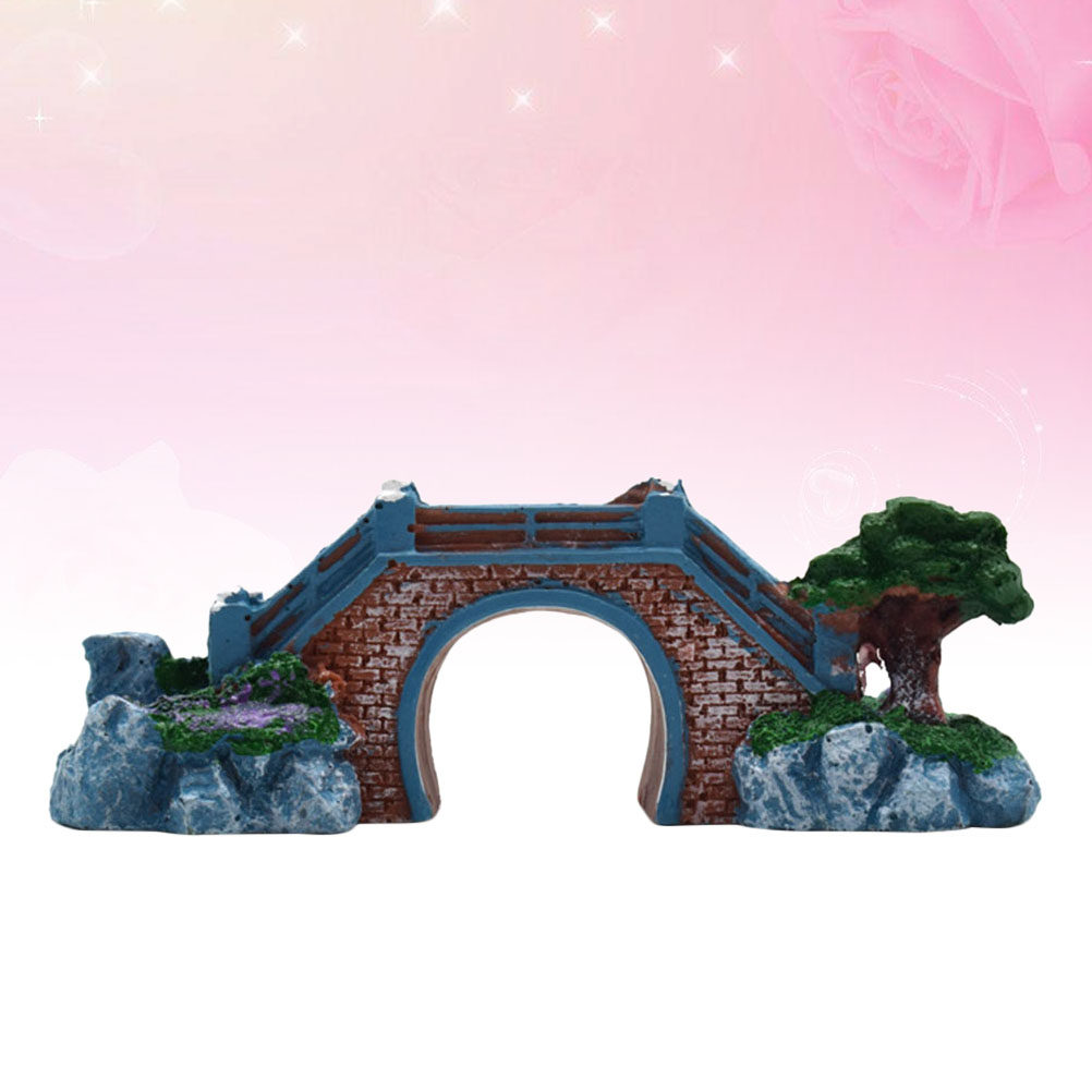 Aquarium Fish Bridge - 水槽用樹脂製橋飾り、装飾的な水槽オーナメント、偽物の岩の風景、安定した水中装飾、淡水・海水両用