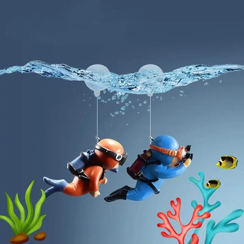 Aquarium Fish Popular - 水槽ダイバー装飾品風景装飾水族館ギフト人気のフローティング、宮崎駿ブルーファッティボールとライン付き