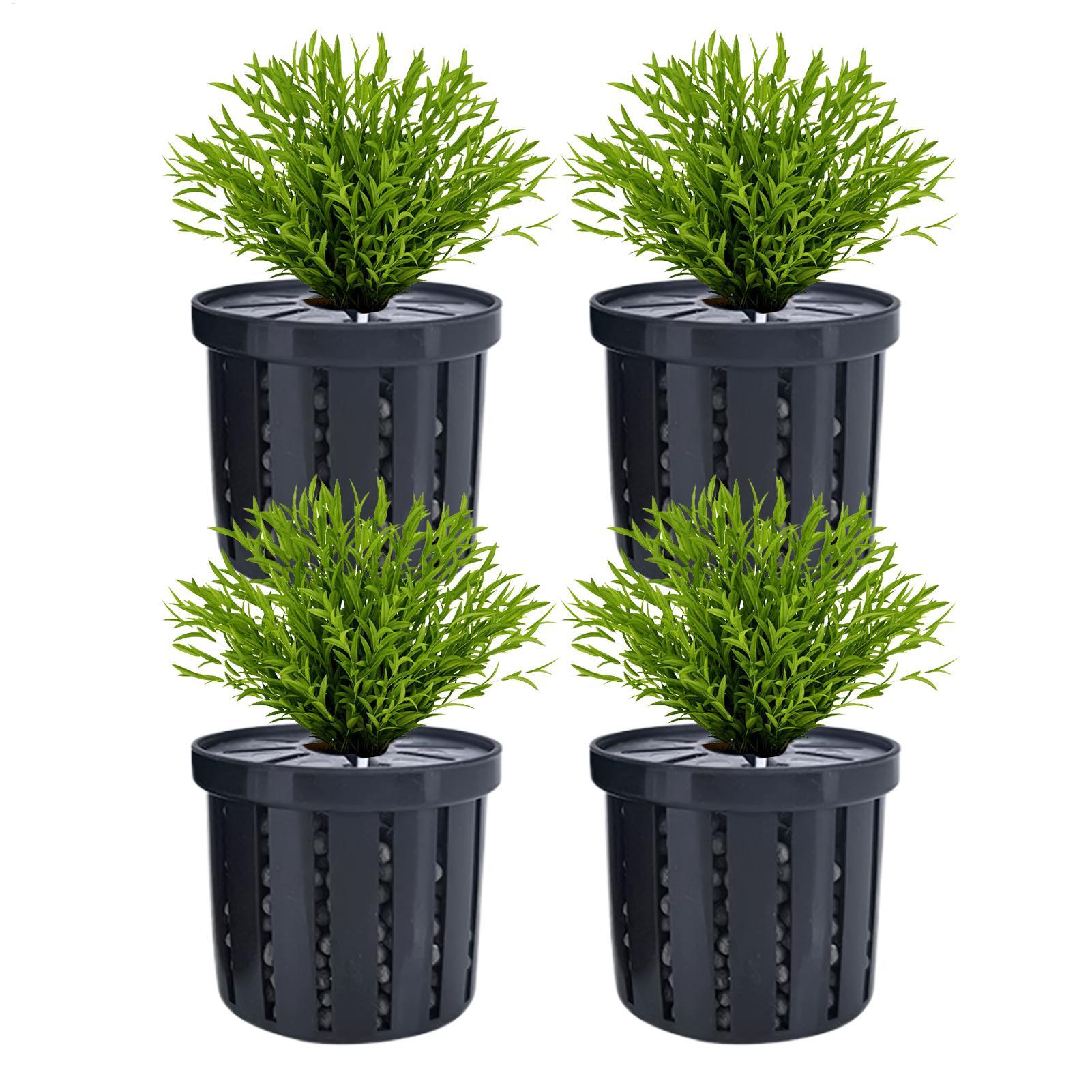 Aquarium Fish Restaurant - 4個入り水槽植物ホルダーバスケット、安定した水槽植物カップ、水槽水耕栽培プランター、ホテル、レンタル、レストラン用