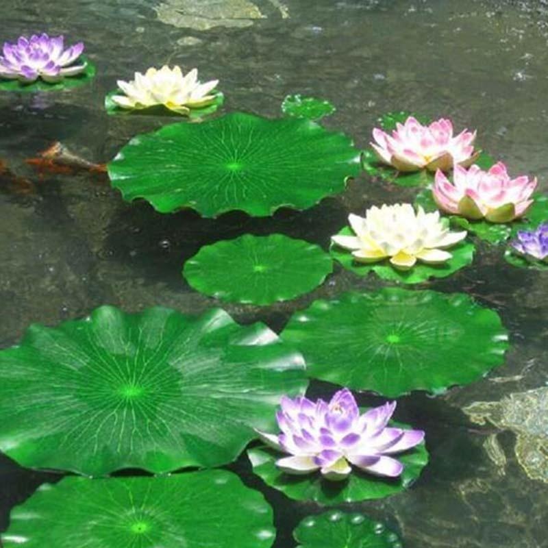 Aquarium Fish Artificial - 2026年人工水蓮蓮の葉花なし池飾り水槽用浮き蓮の葉庭の魚タンク装飾用
