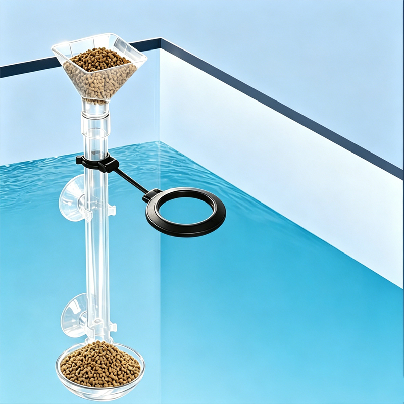 Aquarium Fish Food - アクリル製水槽用フィーダー 透明チューブ 伸縮式多機能フィッシュタンク フードディスペンサー 給餌リング付き