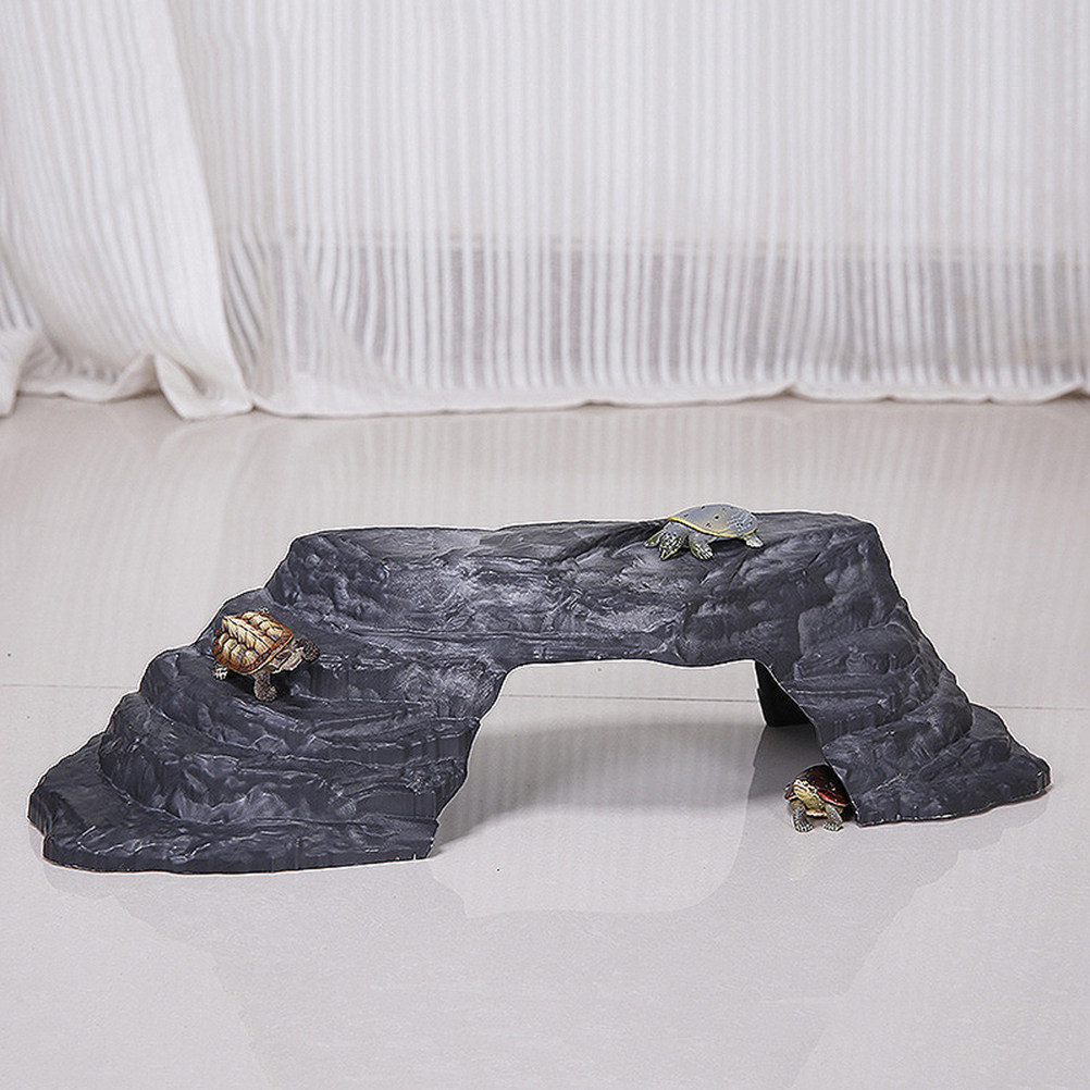 Aquarium Fish Bridge - 大型模造石製カメの日光浴台、爬虫類用クライミングブリッジ、ゲッコー、ヒゲトカゲ、カタツムリ、魚用の水槽装飾品