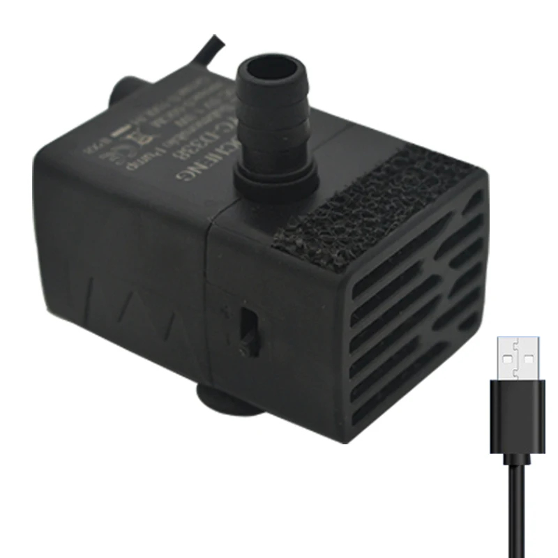 Aquarium Fish Real - USB水槽用水中ポンプ、5V 5Wミニ調整可能流量フィルターポンプ、ペット用噴水水槽循環ポンプ