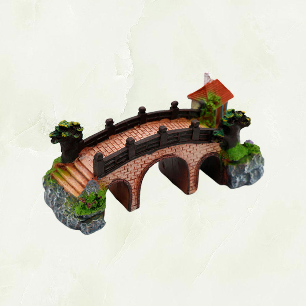 Aquarium Fish Bridge - 3穴付き水槽用ブリッジパビリオン装飾品、淡水・海水両用、安全でエレガント、鮮やかな景観デザイン、取り付け簡単