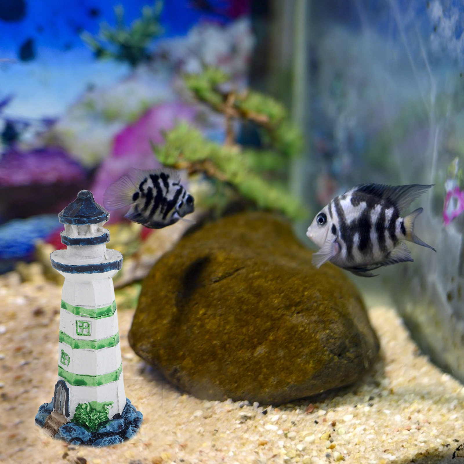 1個入り樹脂製灯台水槽飾り、クリエイティブな沿岸装飾、水槽、 - Aquarium Fish Restaurant のレビューと価格