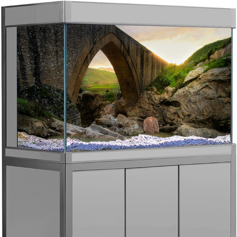 3D石造アーチ橋水槽ステッカー自然洞窟風景水槽背景デカール自 - Aquarium Fish Bridge のレビューと価格