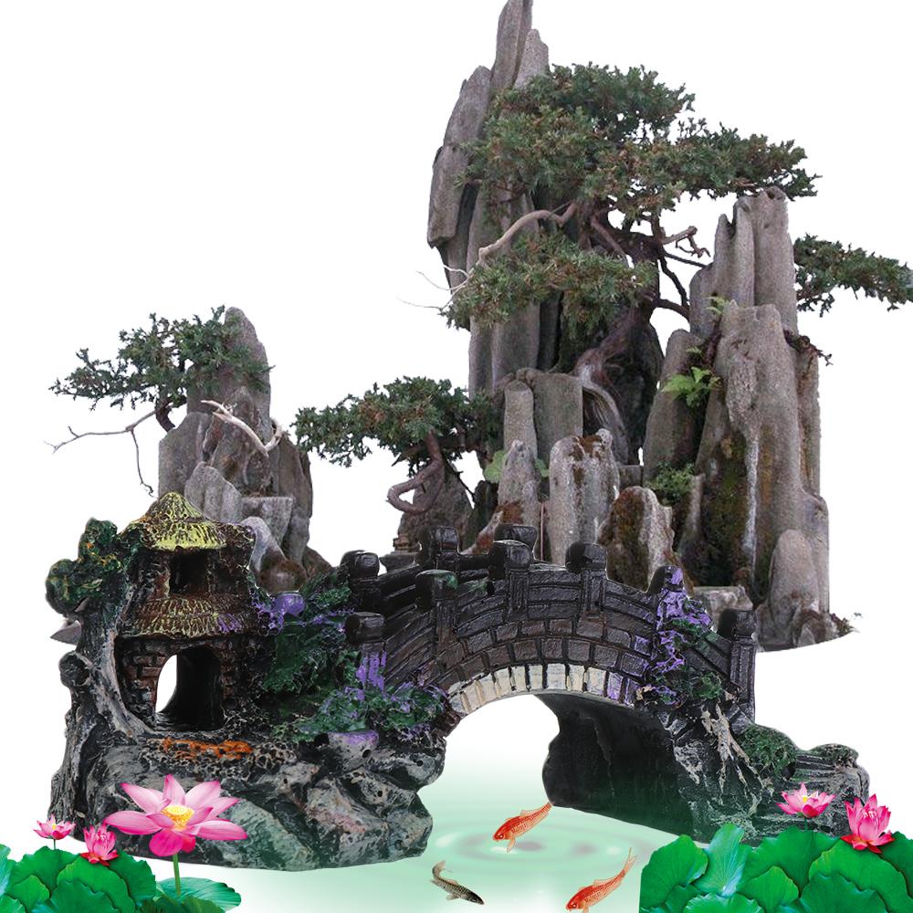 樹脂製の水族館の装飾品,魚の水族館の装飾品,人工橋,岩,偽の - Aquarium Fish Bridge のレビューと価格