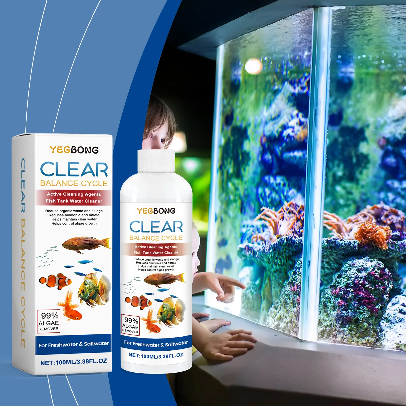 水槽用藻類除去剤、汚れた水をきれいにし、廃棄物汚泥を除去し、 - Aquarium Fish House のレビューと価格
